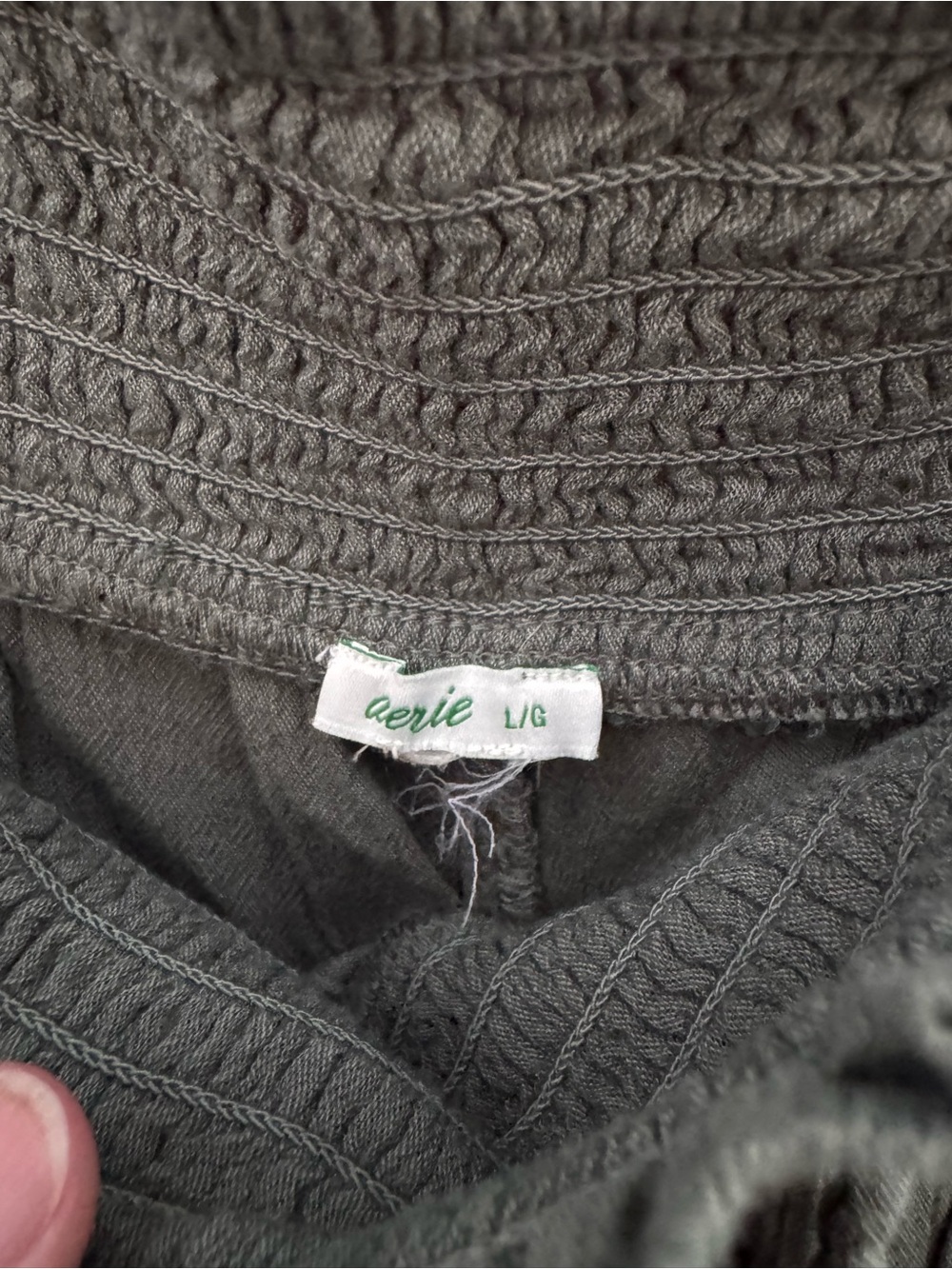 aerie Olive Green Smocked-Waist Jogger Pants - Picture 3 of 4